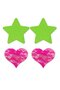 Tepelstickers-Ster-&amp;-Hartje-2-stuks-Neon-Groen-Neon-Roze